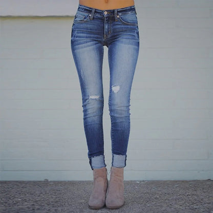 YA - Dame elastiske cropped jeans